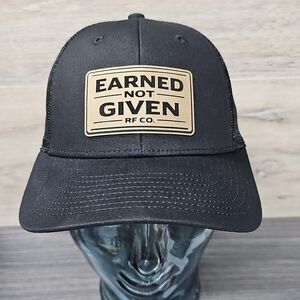 EARNED NOT GIVEN RF CO. Trucker Hat Cap Black Leather Patch